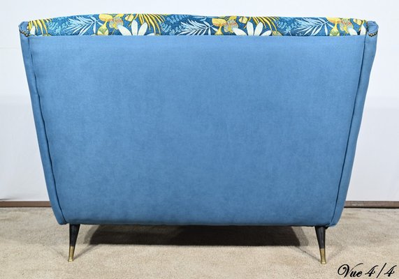 2-Seater Sofa in Azure Blue Fabric, 1940s-RVK-1806849