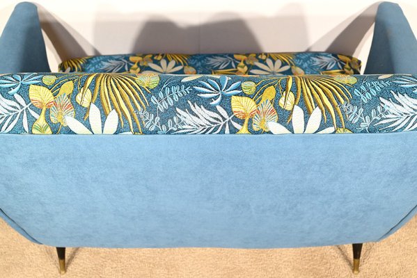 2-Seater Sofa in Azure Blue Fabric, 1940s-RVK-1806849