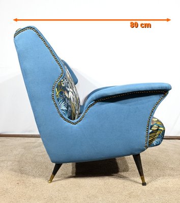 2-Seater Sofa in Azure Blue Fabric, 1940s-RVK-1806849