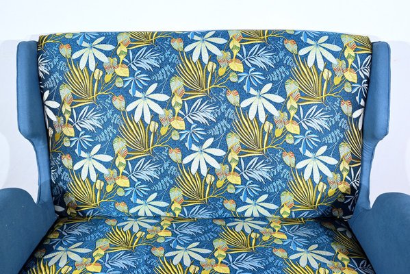 2-Seater Sofa in Azure Blue Fabric, 1940s-RVK-1806849