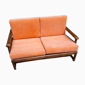 2-Seater Sofa in Bamboo and Leather by Lyda Levi for McGuire, 1980s-OHK-1822831