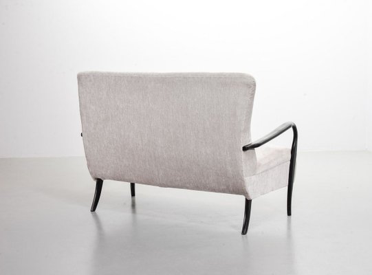 2-Seater Sofa in Grey Silver Fabric by Guglielmo Ulrich, 1950s-IXC-811669