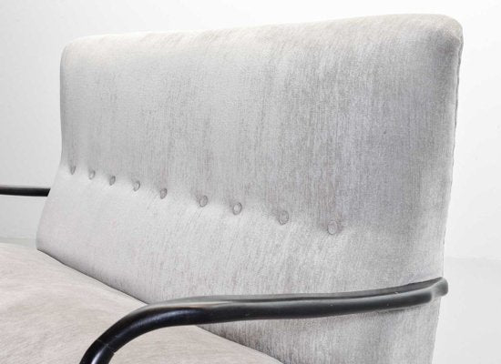 2-Seater Sofa in Grey Silver Fabric by Guglielmo Ulrich, 1950s-IXC-811669