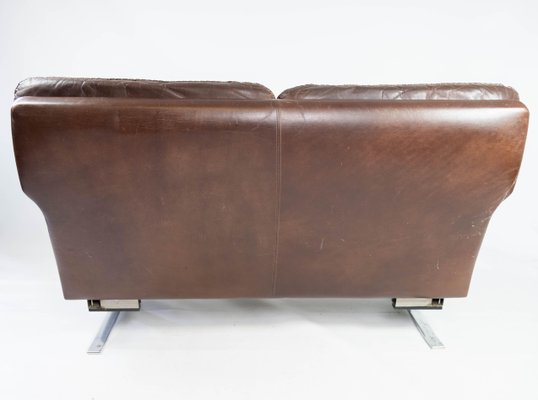 2-Seater Sofa in Patinated Brown Leather by Arne Norell, 1970s-UY-952727