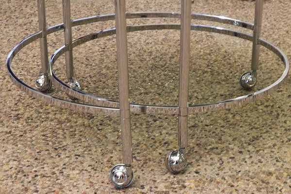 2-Tier Swivel Coffee Table in Chromed Steel and Crystal, 1970s-HS-1065265