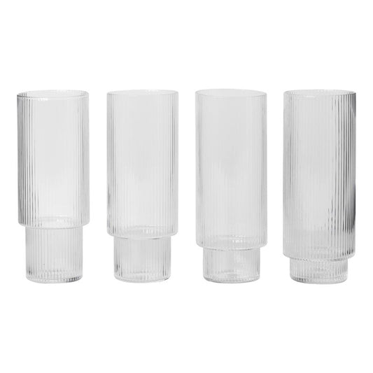 Ripple long drink glasses by ferm LIVING #4 pcs, clear #