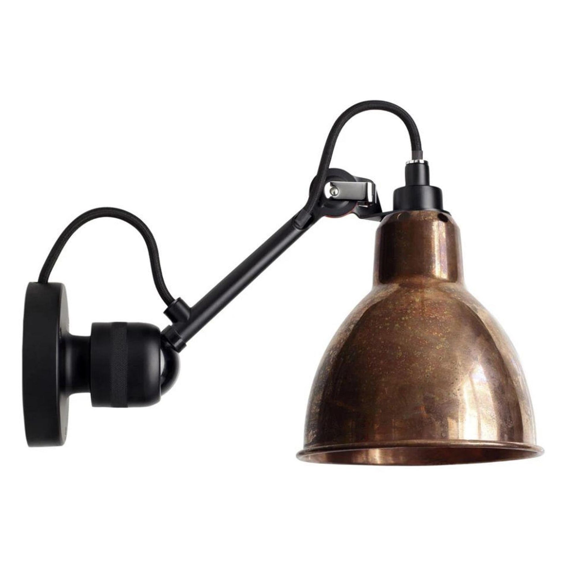 N304 Wall Lamp by Lampe Gras #Matt Black & Raw Copper With Cord