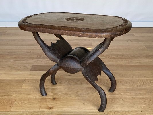 20th Century Africanist Brutalist Stool with Tray-QKG-1368289