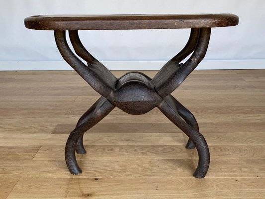 20th Century Africanist Brutalist Stool with Tray-QKG-1368289