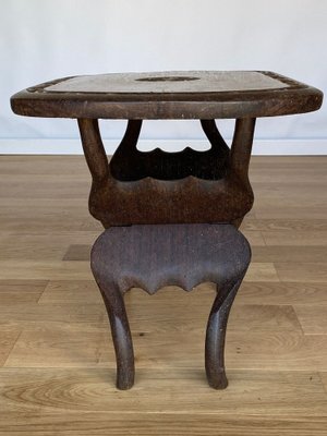 20th Century Africanist Brutalist Stool with Tray-QKG-1368289