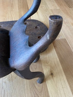 20th Century Africanist Brutalist Stool with Tray-QKG-1368289