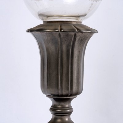 20th Century Baccarat Crystal and Pewter Tealight Candlestick Lamp-UQL-1724124