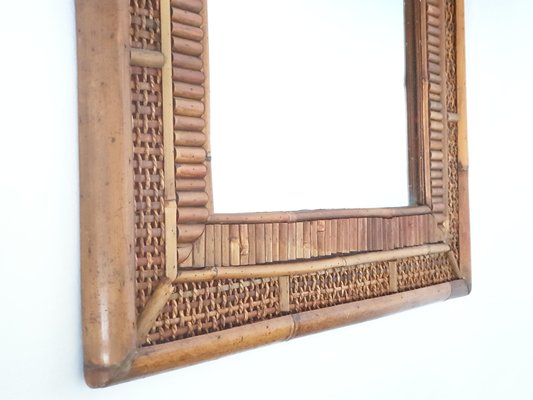 20th Century Bamboo Rattan Mirror, Italy, 1950s-ADN-2020259