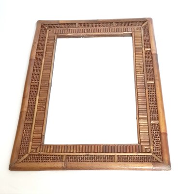 20th Century Bamboo Rattan Mirror, Italy, 1950s-ADN-2020259