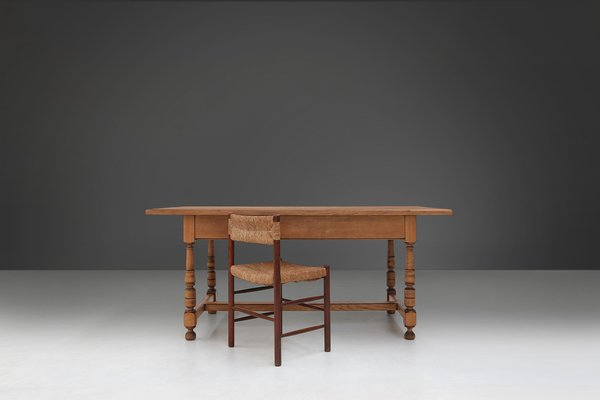 20th Century Belgian Oak Dining Table-YSY-1727701