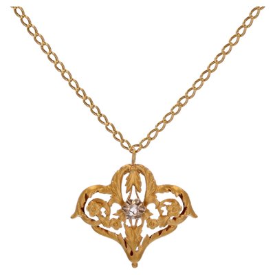 20th Century Belle Epoque Diamond 18 Karat Yellow Gold Necklace-OLU-1815854