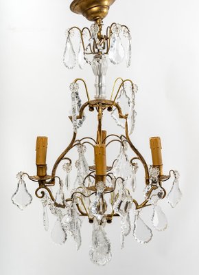 20th Century Bronze and Crystal Cage Chandelier-UQL-1320682