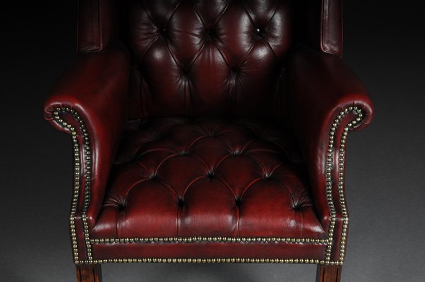 20th Century Chesterfield English Leather Earsback Chair-FLW-1402265