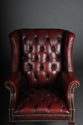 20th Century Chesterfield English Leather Earsback Chair-FLW-1402265