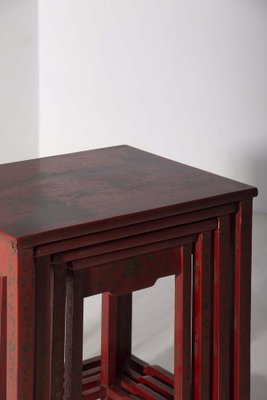 20th Century Chinese Nesting Tables in Red Lacquered Quartetto, 1890, Set of 4-RCE-1720071