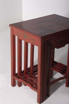 20th Century Chinese Nesting Tables in Red Lacquered Quartetto, 1890, Set of 4-RCE-1720071