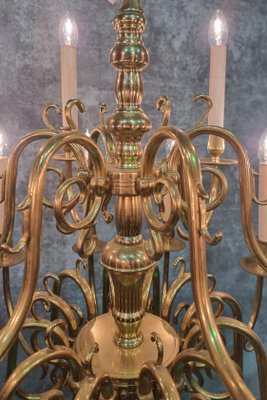 20th Century Dutch 2-Tiered Brass Chandelier-NQV-1220261