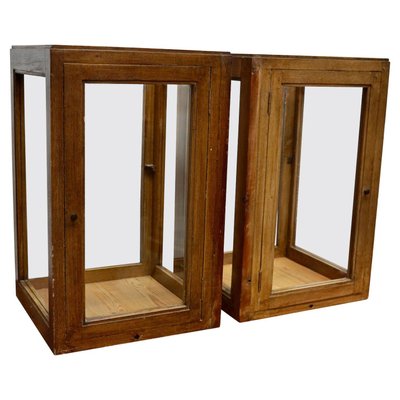 20th Century Dutch Pine Faux Oak Paint Vitrines, Set of 2-XO-1330949