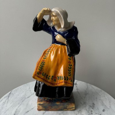 20th Century Earthenware Subject by Yvon Roy Representing a Breton Woman-QKG-2028728