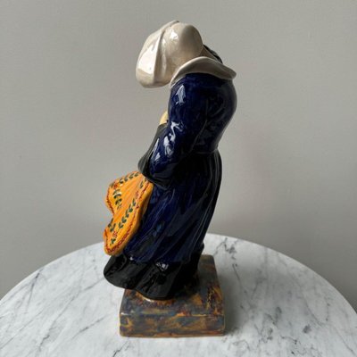 20th Century Earthenware Subject by Yvon Roy Representing a Breton Woman-QKG-2028728