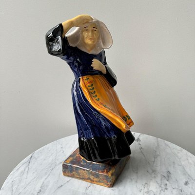 20th Century Earthenware Subject by Yvon Roy Representing a Breton Woman-QKG-2028728