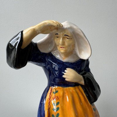 20th Century Earthenware Subject by Yvon Roy Representing a Breton Woman-QKG-2028728