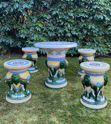 20th Century Elephant Garden or Patio Seating, Set of 5-LL-1294774