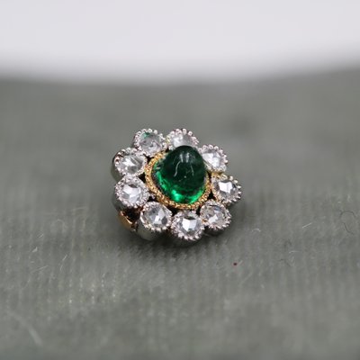 20th Century Emerald Diamonds 18 Karat Yellow Gold Daisy Pendant-OLU-1815849