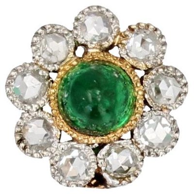 20th Century Emerald Diamonds 18 Karat Yellow Gold Daisy Pendant-OLU-1815849