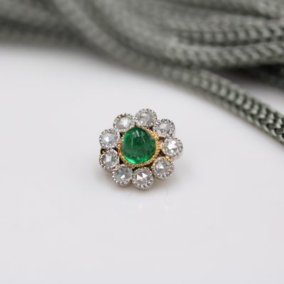 20th Century Emerald Diamonds 18 Karat Yellow Gold Daisy Pendant-OLU-1815849