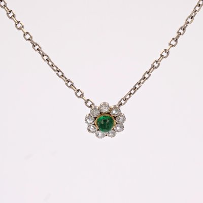 20th Century Emerald Diamonds 18 Karat Yellow Gold Daisy Pendant-OLU-1815849