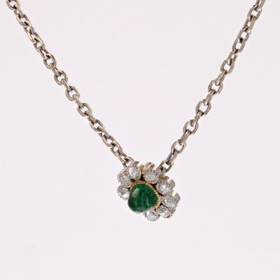 20th Century Emerald Diamonds 18 Karat Yellow Gold Daisy Pendant-OLU-1815849