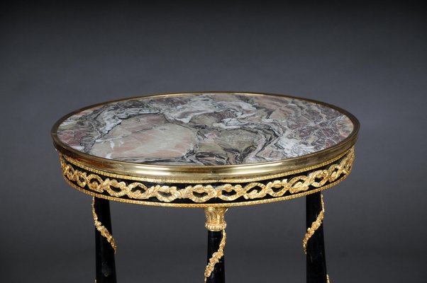 20th Century Empire Round Side Table in Marble in Style of Adam Weisweiler-FLW-1401761