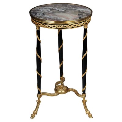 20th Century Empire Round Side Table in Marble in Style of Adam Weisweiler-FLW-1401761