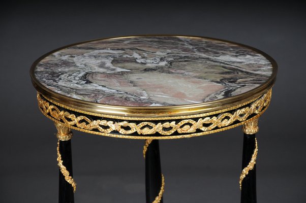 20th Century Empire Round Side Table in Marble in Style of Adam Weisweiler-FLW-1401761