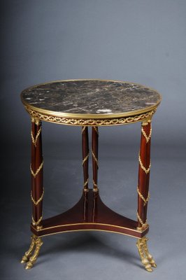 20th Century Empire Salon Side Table in Beechwood & Marble-FLW-1401724