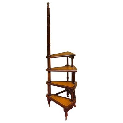 20th Century English Victorian Leather Library Steps or Stepladder-FLW-1402088