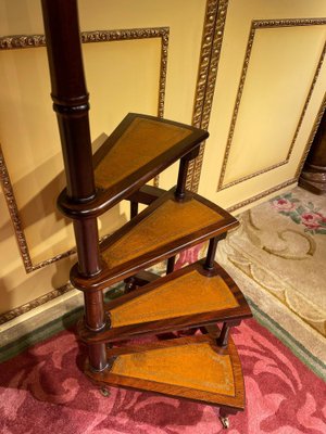 20th Century English Victorian Leather Library Steps or Stepladder-FLW-1402088