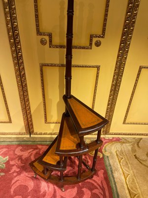 20th Century English Victorian Leather Library Steps or Stepladder-FLW-1402088