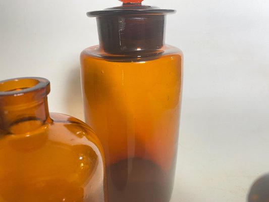 20th Century French Cobalt Orange Pharmacy Bottles, Set of 3-UR-1728457