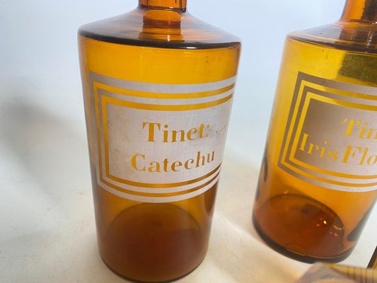 20th Century French Cobalt Orange Pharmacy Bottles, Set of 4-UR-1728458