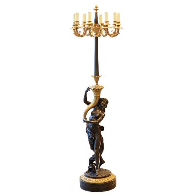 20th Century French Floor Lamp in Gilded and Patinated Bronze, 1890s-WMV-1781053