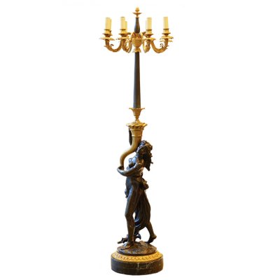 20th Century French Floor Lamp in Gilded and Patinated Bronze, 1890s-WMV-1781053