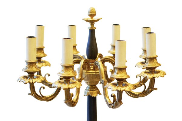 20th Century French Floor Lamp in Gilded and Patinated Bronze, 1890s-WMV-1781053