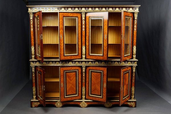 20th Century French Louis XIV Style Bibliotheque Bookcase Cabinet-FLW-1401824